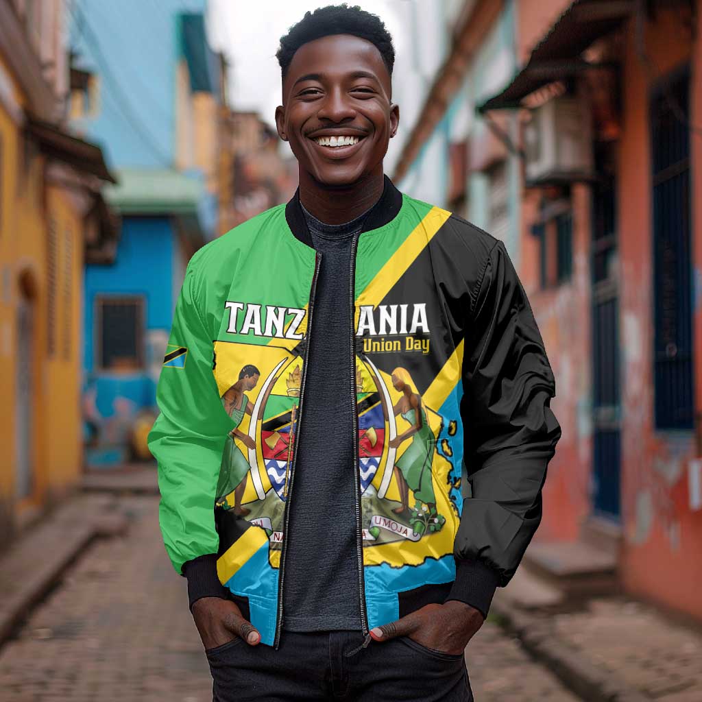 Personalised Afro Tanzania Bomber Jacket Happy Union Day