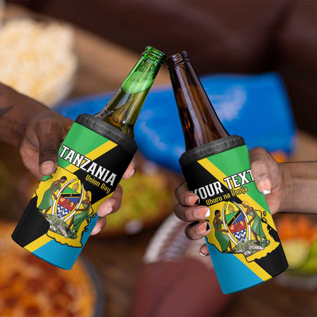 Personalised Afro Tanzania 4 in 1 Can Cooler Tumbler Happy Union Day