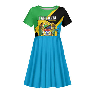 Personalised Afro Tanzania Kid Short Sleeve Dress Happy Union Day