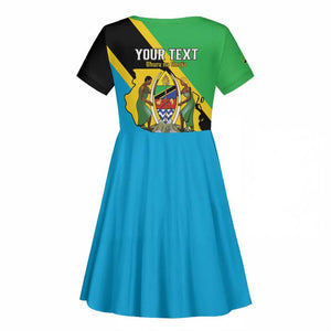Personalised Afro Tanzania Kid Short Sleeve Dress Happy Union Day