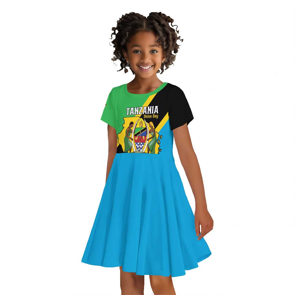 Personalised Afro Tanzania Kid Short Sleeve Dress Happy Union Day