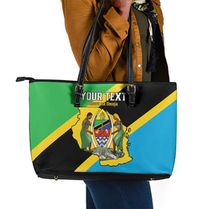 Personalised Afro Tanzania Leather Tote Bag Happy Union Day