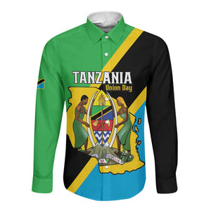 Personalised Afro Tanzania Long Sleeve Button Shirt Happy Union Day
