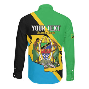 Personalised Afro Tanzania Long Sleeve Button Shirt Happy Union Day