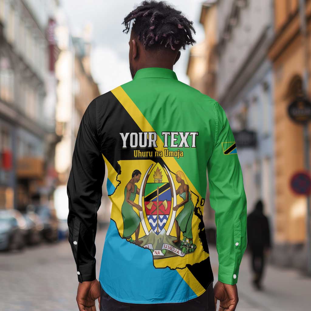 Personalised Afro Tanzania Long Sleeve Button Shirt Happy Union Day