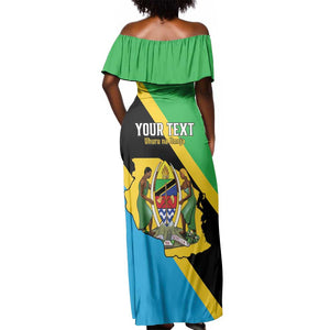 Personalised Afro Tanzania Off Shoulder Maxi Dress Happy Union Day