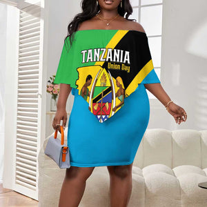 Personalised Afro Tanzania Off Shoulder Short Dress Happy Union Day