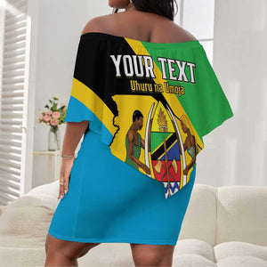Personalised Afro Tanzania Off Shoulder Short Dress Happy Union Day
