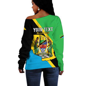 Personalised Afro Tanzania Off Shoulder Sweater Happy Union Day