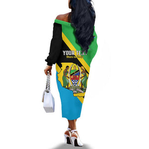 Personalised Afro Tanzania Off The Shoulder Long Sleeve Dress Happy Union Day