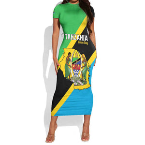 Personalised Afro Tanzania Short Sleeve Bodycon Dress Happy Union Day LT15