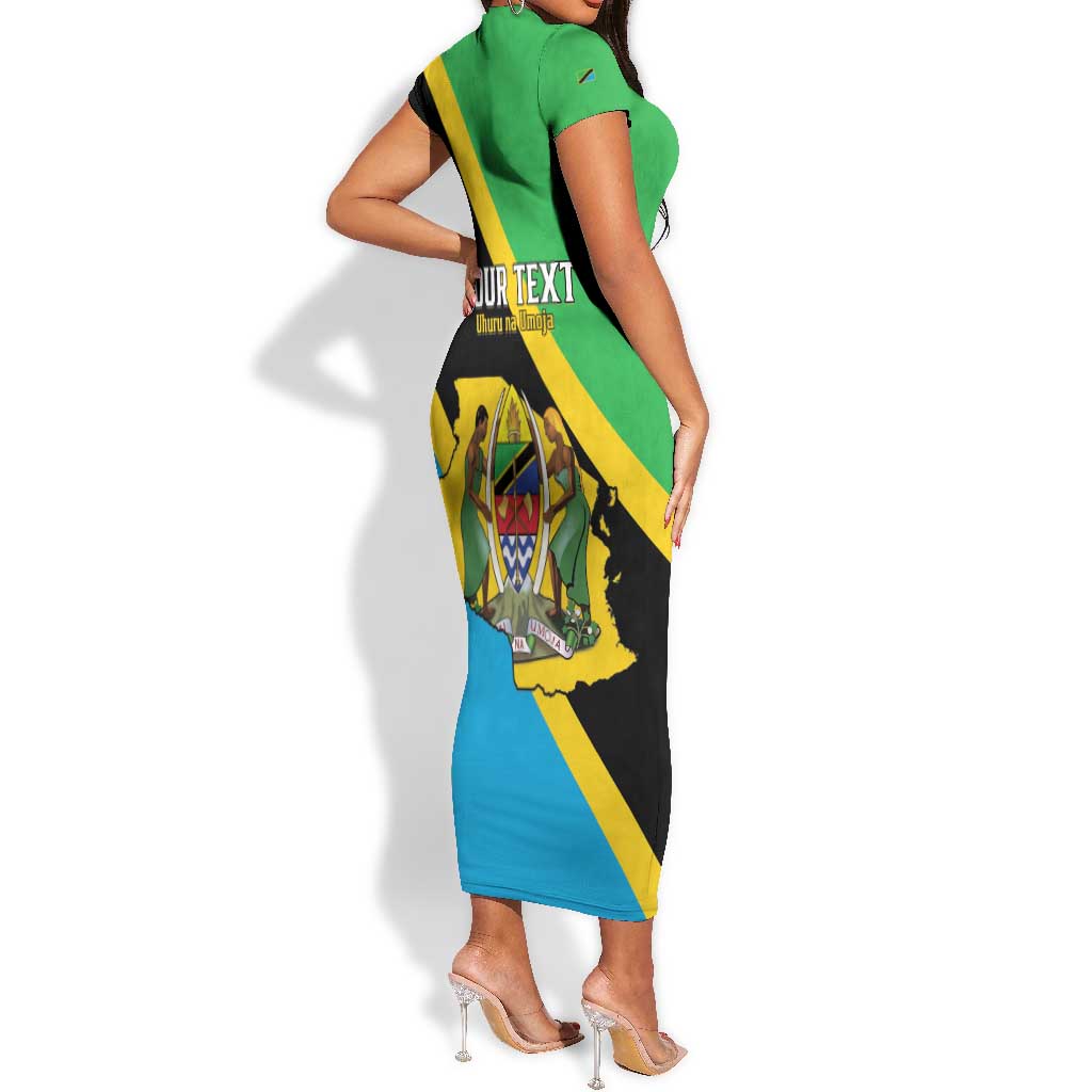 Personalised Afro Tanzania Short Sleeve Bodycon Dress Happy Union Day LT15
