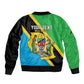 Personalised Afro Tanzania Sleeve Zip Bomber Jacket Happy Union Day