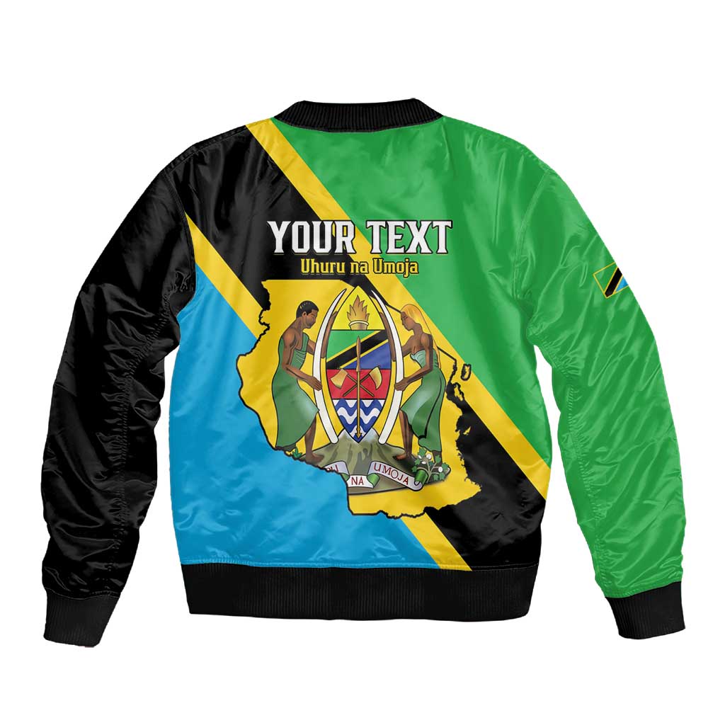 Personalised Afro Tanzania Sleeve Zip Bomber Jacket Happy Union Day