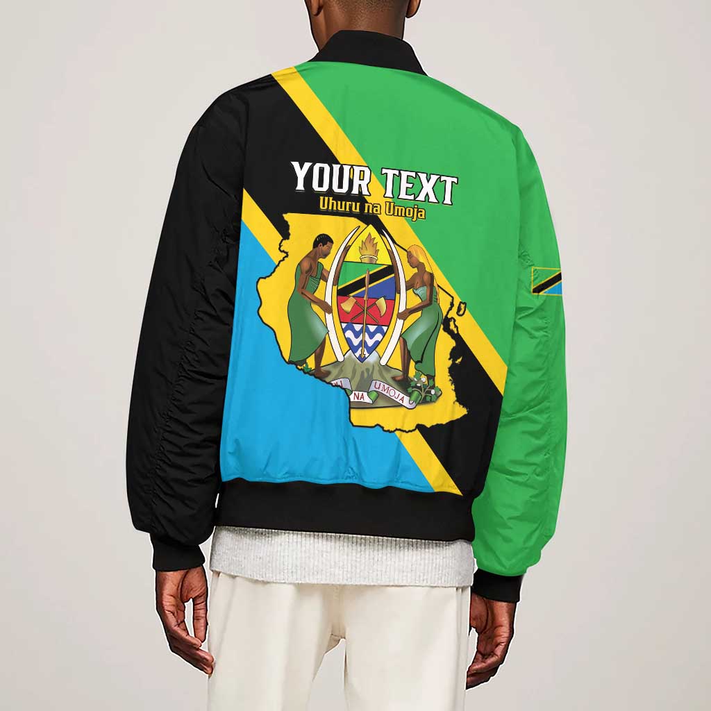 Personalised Afro Tanzania Sleeve Zip Bomber Jacket Happy Union Day