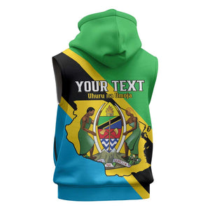 Personalised Afro Tanzania Sleeveless Hoodie Happy Union Day - African Pride