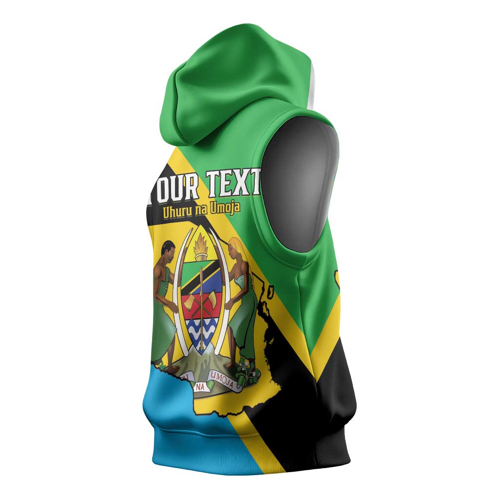 Personalised Afro Tanzania Sleeveless Hoodie Happy Union Day - African Pride