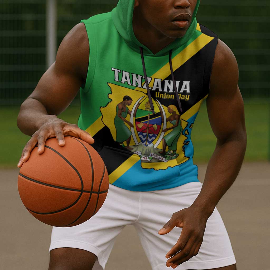 Personalised Afro Tanzania Sleeveless Hoodie Happy Union Day - African Pride