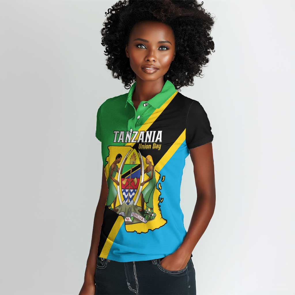 Personalised Afro Tanzania Women Polo Shirt Happy Union Day
