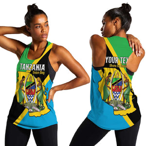 Personalised Afro Tanzania Women Racerback Tank Happy Union Day