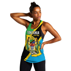 Personalised Afro Tanzania Women Racerback Tank Happy Union Day