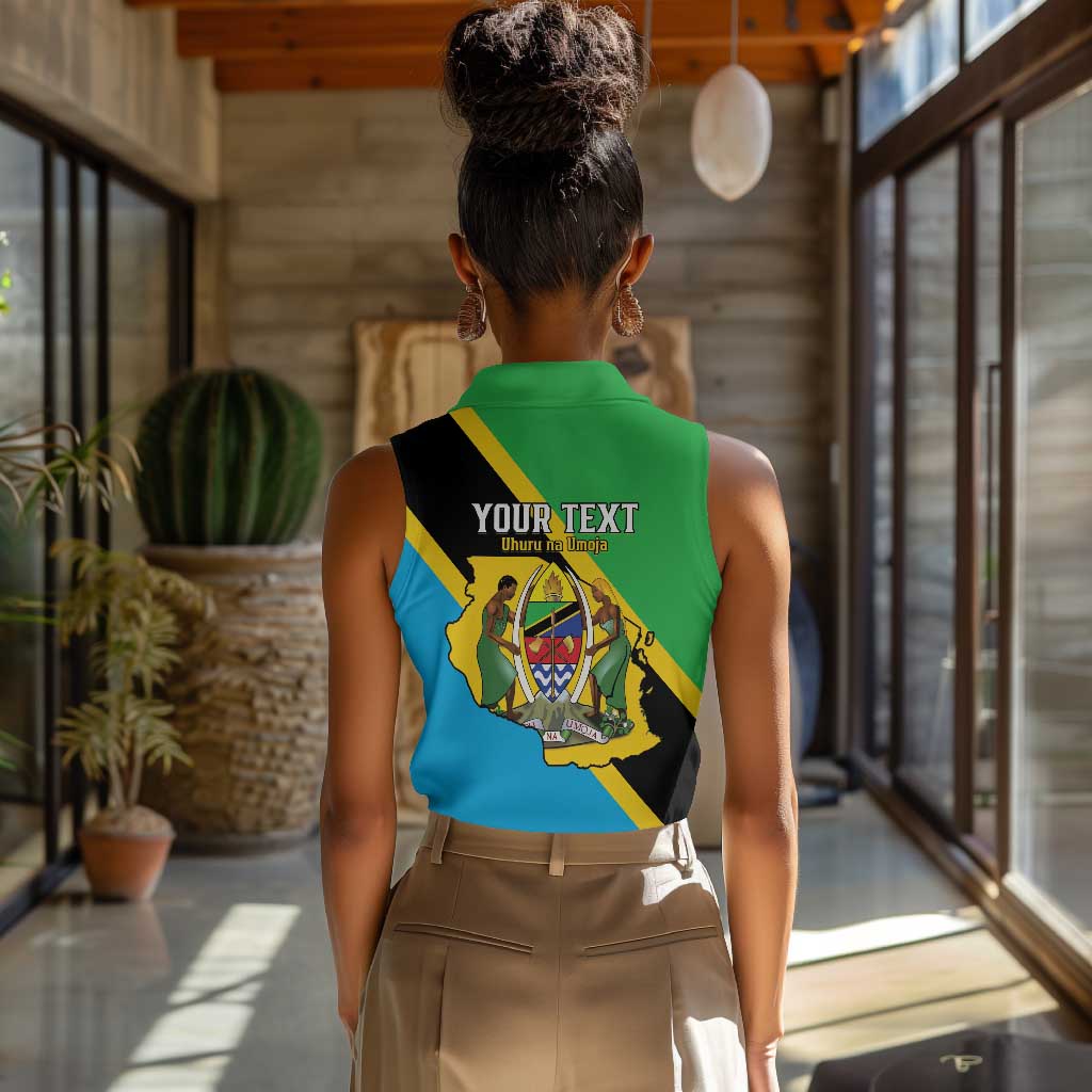 Personalised Afro Tanzania Women Sleeveless Polo Shirt Happy Union Day