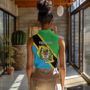 Personalised Afro Tanzania Women Sleeveless Polo Shirt Happy Union Day