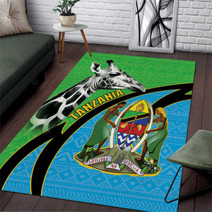 Afro Tanzania Giraffe Area Rug Coat Of Arms Curve Style