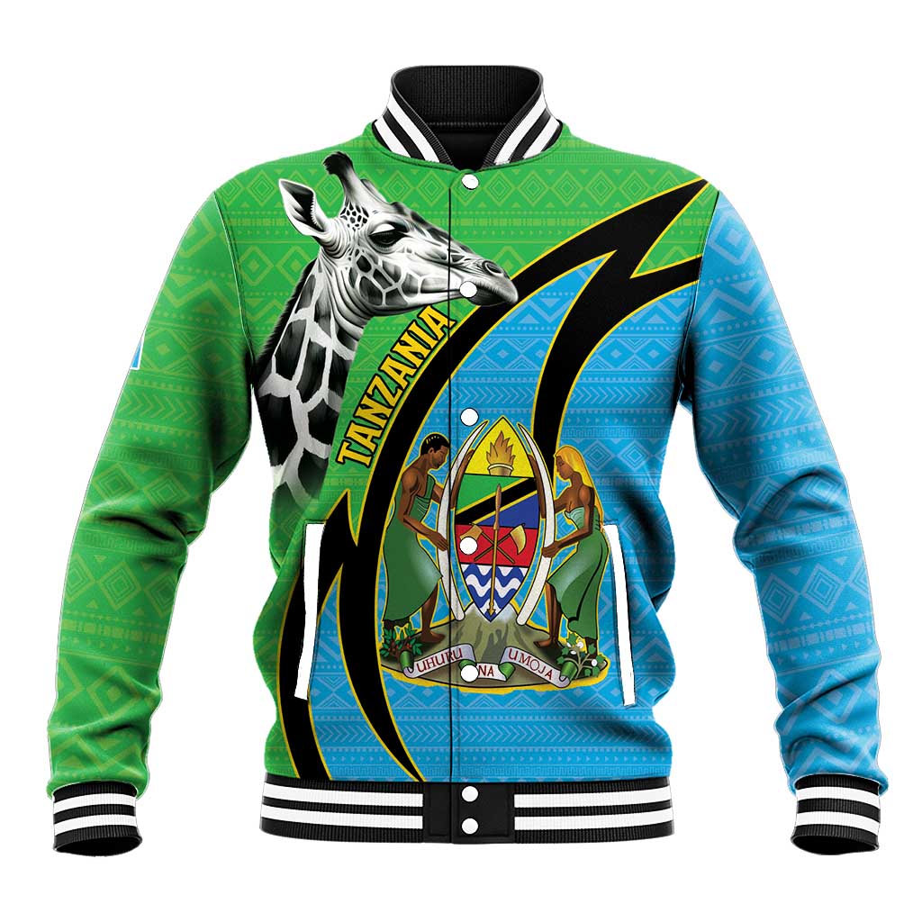 Afro Tanzania Giraffe Baseball Jacket Coat Of Arms Curve Style