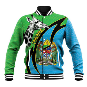 Afro Tanzania Giraffe Baseball Jacket Coat Of Arms Curve Style