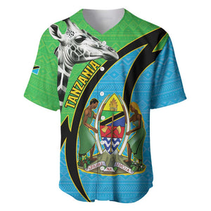 Afro Tanzania Giraffe Baseball Jersey Coat Of Arms Curve Style