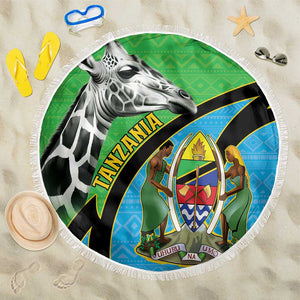 Afro Tanzania Giraffe Beach Blanket Coat Of Arms Curve Style