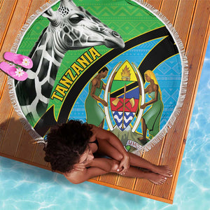 Afro Tanzania Giraffe Beach Blanket Coat Of Arms Curve Style