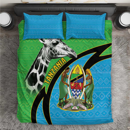 Afro Tanzania Giraffe Bedding Set Coat Of Arms Curve Style