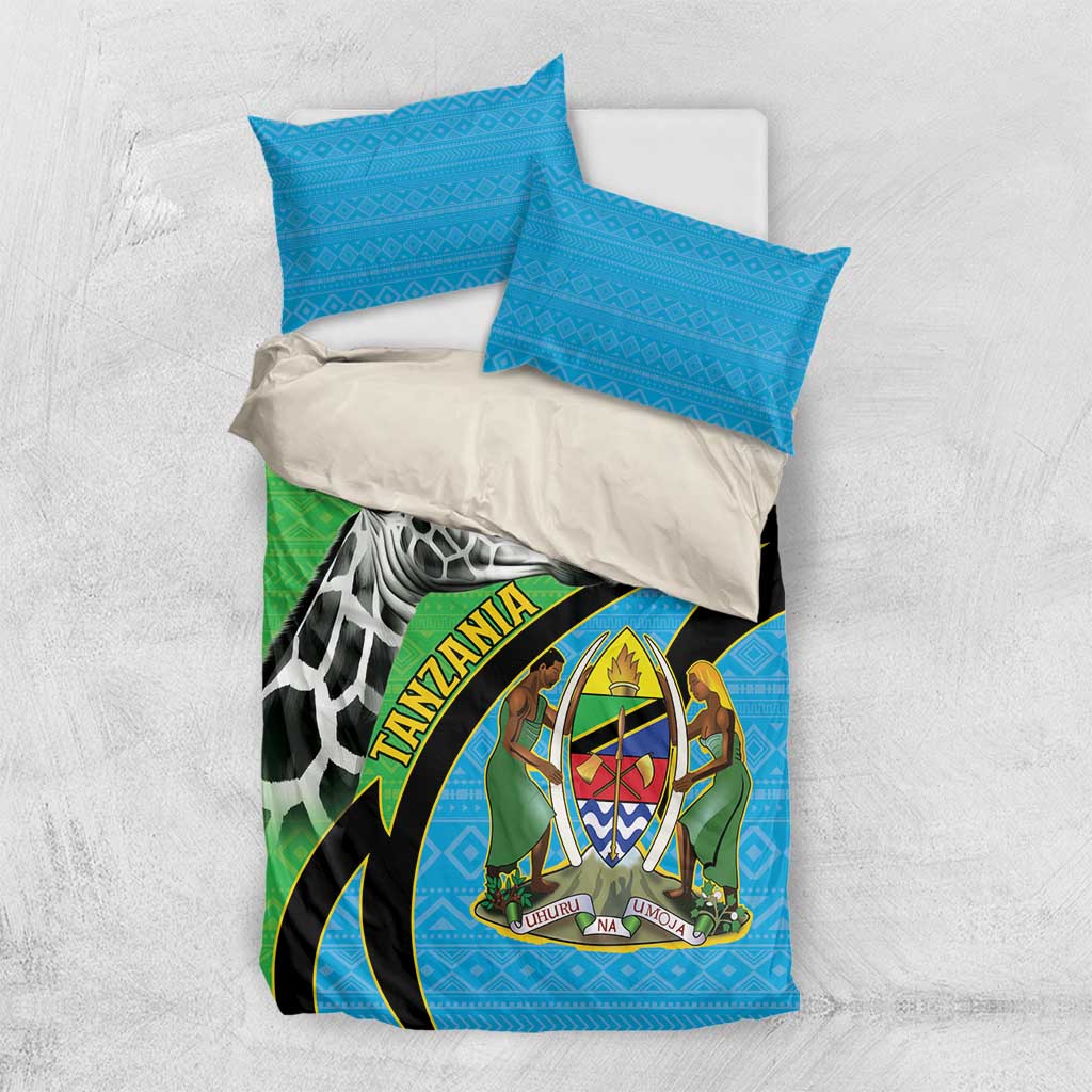 Afro Tanzania Giraffe Bedding Set Coat Of Arms Curve Style