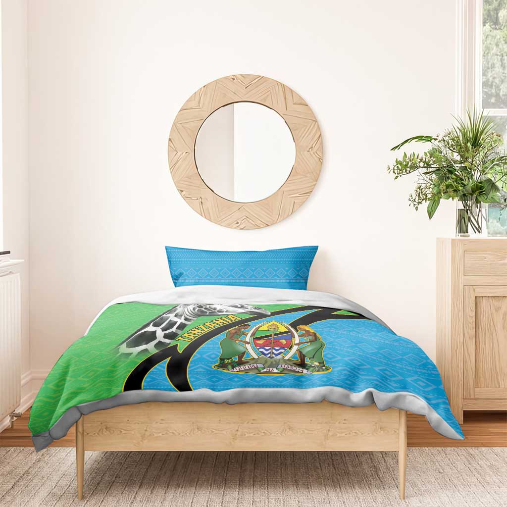 Afro Tanzania Giraffe Bedding Set Coat Of Arms Curve Style