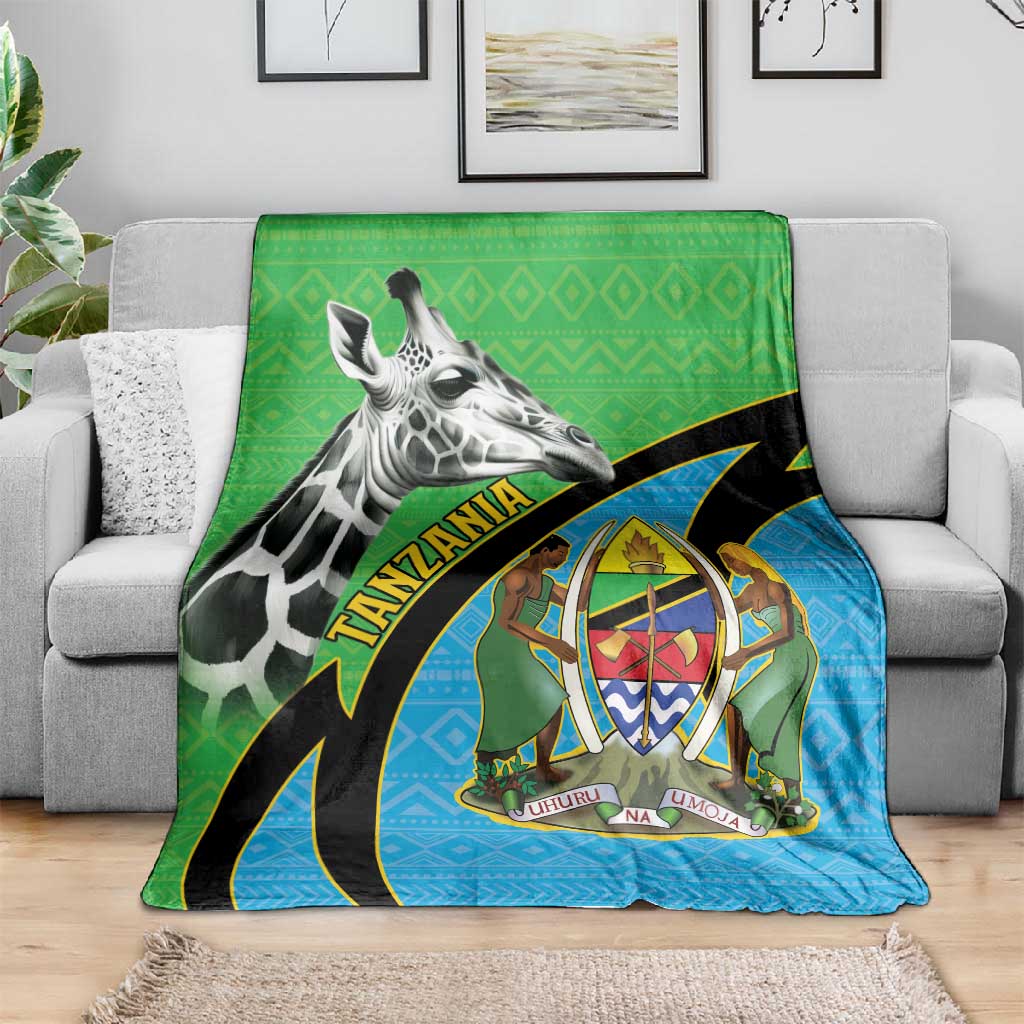 Afro Tanzania Giraffe Blanket Coat Of Arms Curve Style