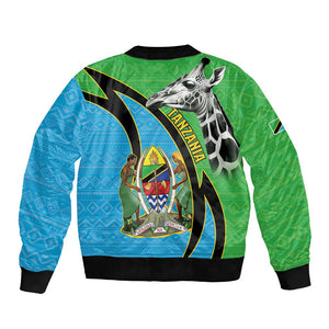 Afro Tanzania Giraffe Bomber Jacket Coat Of Arms Curve Style