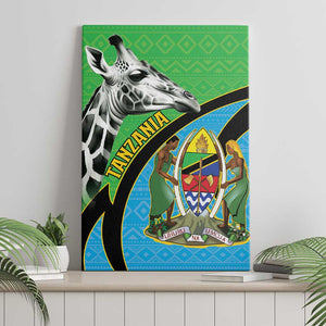 Afro Tanzania Giraffe Canvas Wall Art Coat Of Arms Curve Style