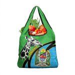 Afro Tanzania Giraffe Grocery Bag Coat Of Arms Curve Style
