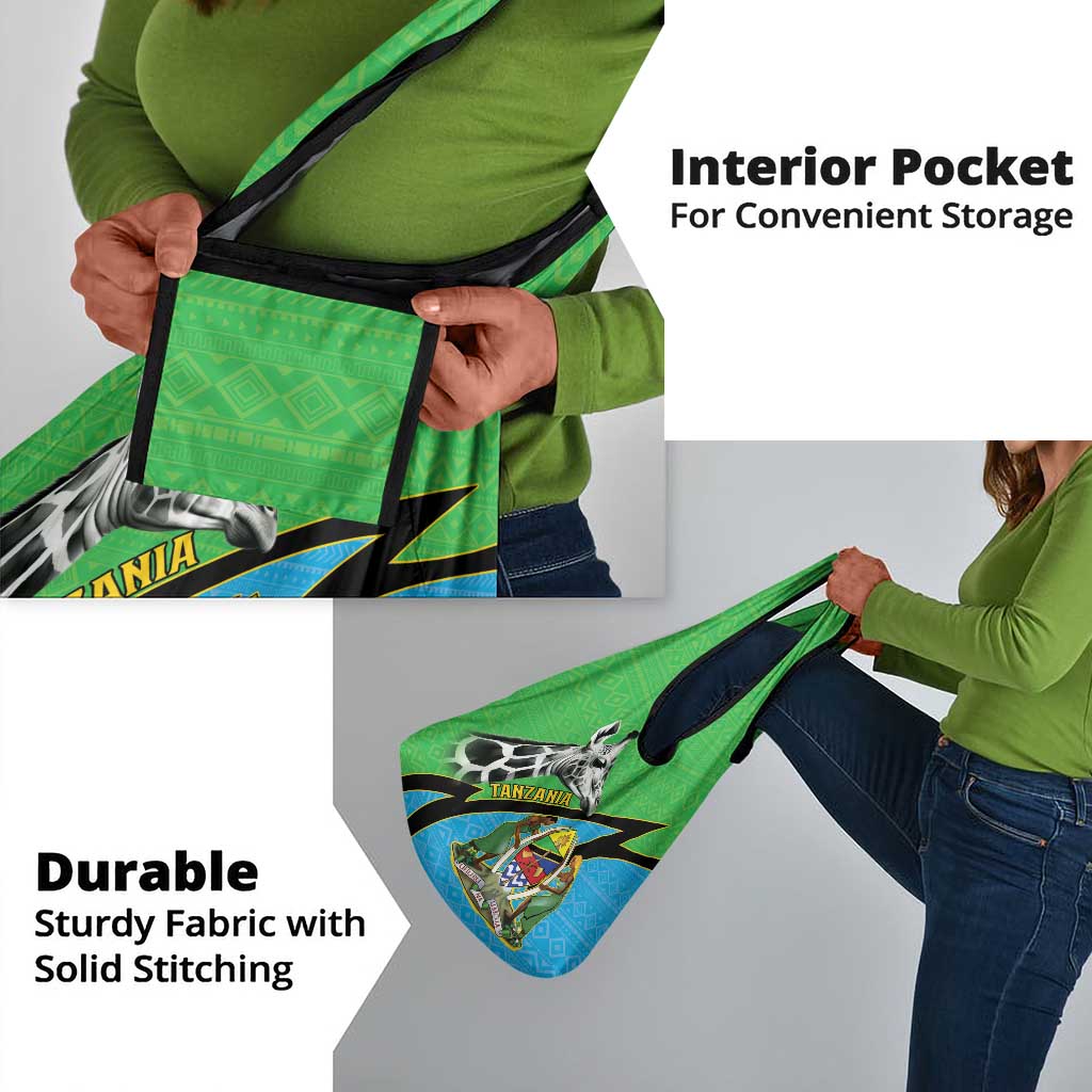 Afro Tanzania Giraffe Grocery Bag Coat Of Arms Curve Style