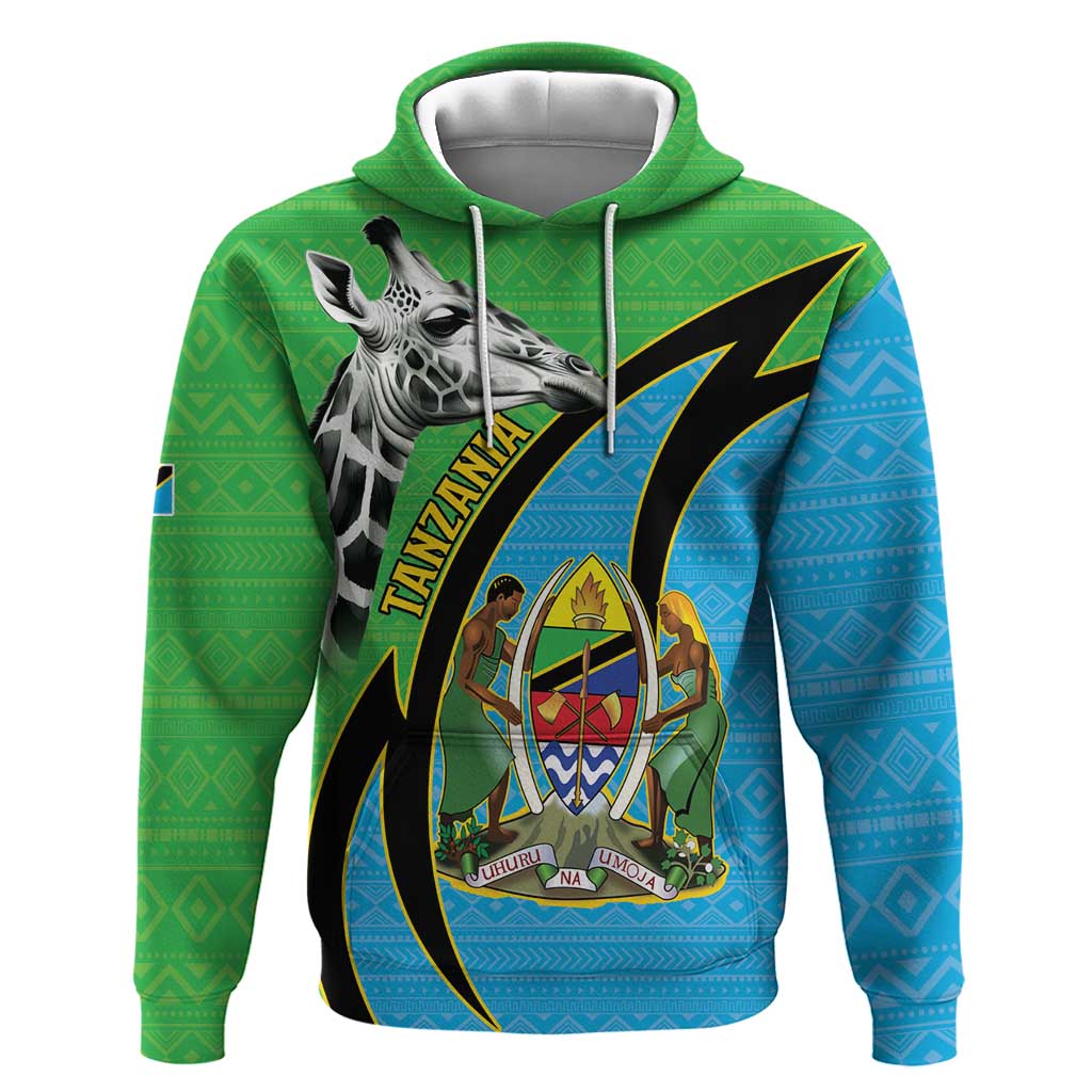 Afro Tanzania Giraffe Hoodie Coat Of Arms Curve Style