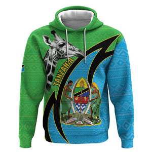 Afro Tanzania Giraffe Hoodie Coat Of Arms Curve Style