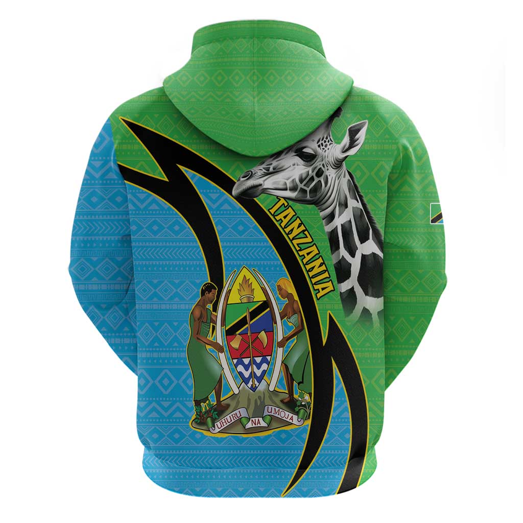 Afro Tanzania Giraffe Hoodie Coat Of Arms Curve Style