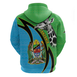 Afro Tanzania Giraffe Hoodie Coat Of Arms Curve Style