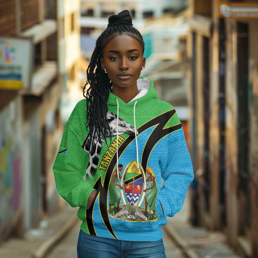 Afro Tanzania Giraffe Hoodie Coat Of Arms Curve Style