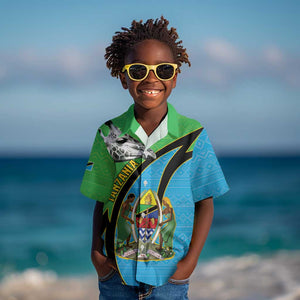 Afro Tanzania Giraffe Kid Hawaiian Shirt Coat Of Arms Curve Style