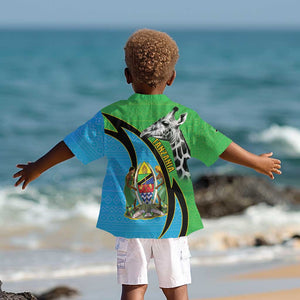 Afro Tanzania Giraffe Kid Hawaiian Shirt Coat Of Arms Curve Style
