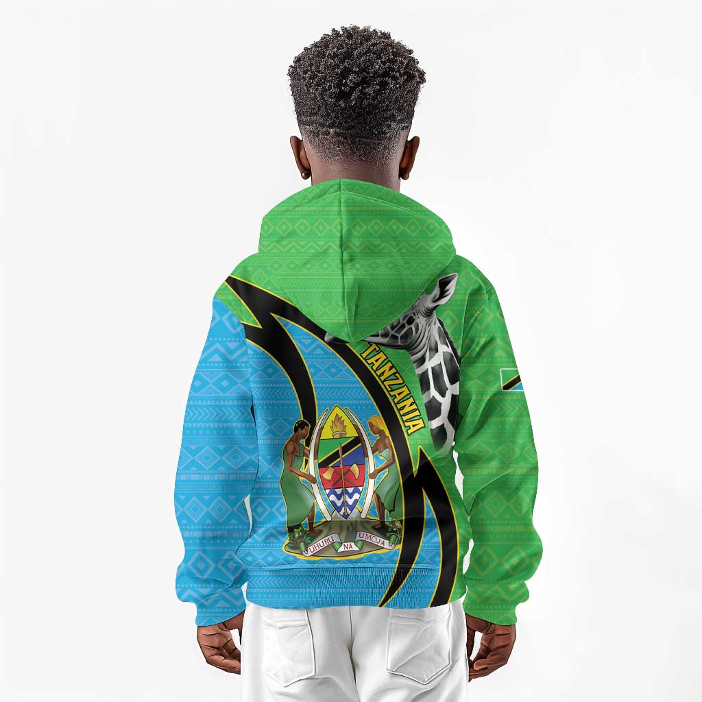 Afro Tanzania Giraffe Kid Hoodie Coat Of Arms Curve Style