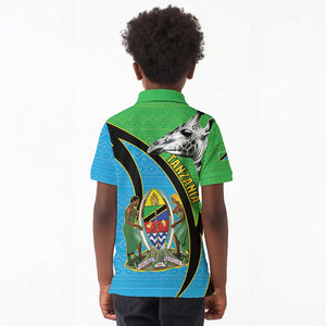 Afro Tanzania Giraffe Kid Polo Shirt Coat Of Arms Curve Style